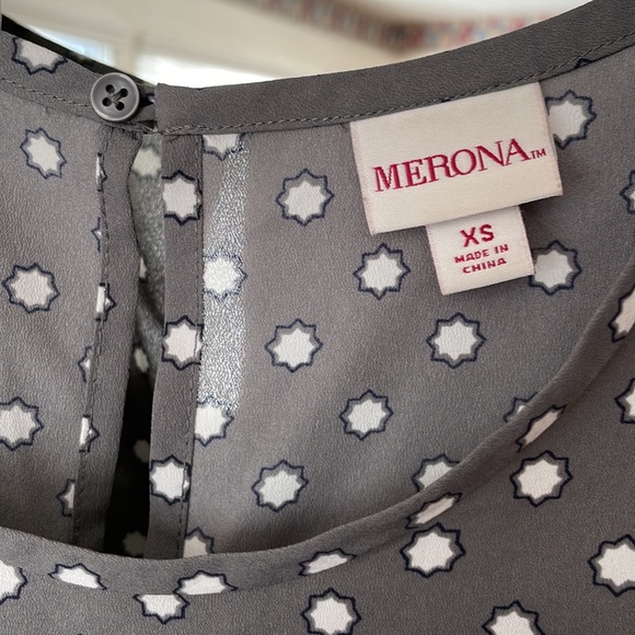 Merona Gray/White Blouse - Picture 3 of 3